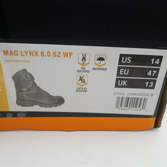 NEW Magnum Men's 14 Lynx 8" Side-Zip Waterproof Tactical Duty Boots Black - Picture 9 of 11